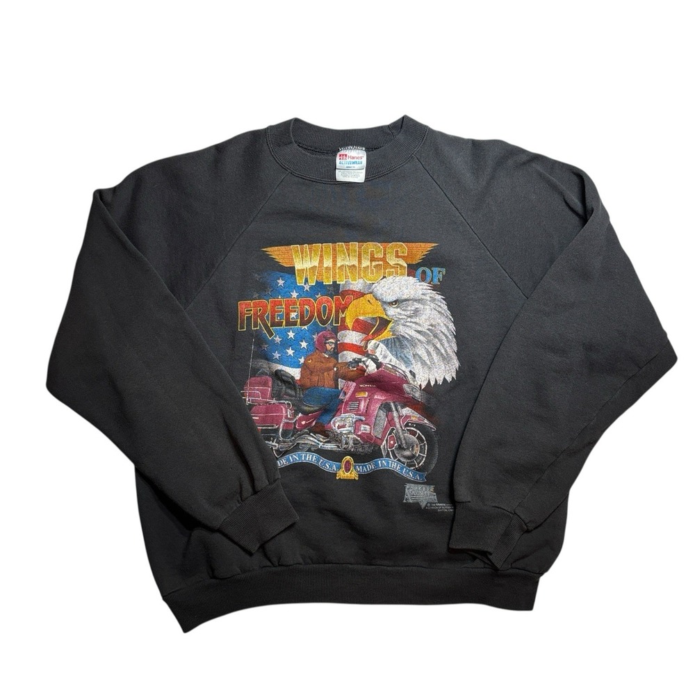 Vintage Honda Motorcycle Graffix Wings Of‎ Freedom Sweatshirt Adult XL